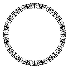 Vector circular frame. Celtic national ornament interlaced ribbon isolated on white background.