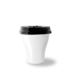 white plactic Cup of drink on isolated background