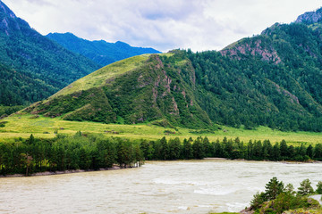 Fototapeta na wymiar Nature of Altai mountains with Katun River in Siberia