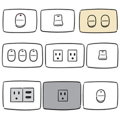 vector set of electric switch and plug