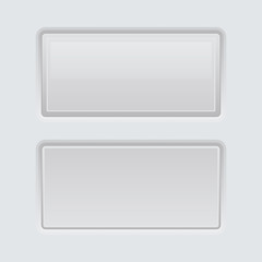 White web interface buttons. Square 3d icons