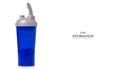 Blue sports shaker bottle pattern on white background isolation
