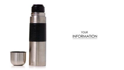 Thermos bottle metal pattern on white background isolation