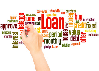 Loan word cloud hand writing concept