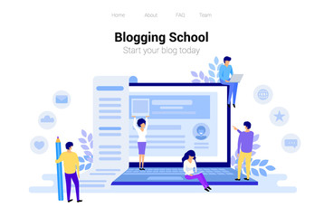 Blogging and copywriting concept. Content management for web page, banner, presentation, social media, posters. Education, news, seminars, tutorials vector illustration