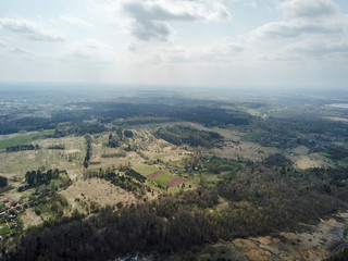 Fototapeta na wymiar Top view landscape with forest from drone