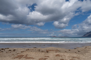 Caleta de Famara beach in Lanzarote, Canary Islands, Spain