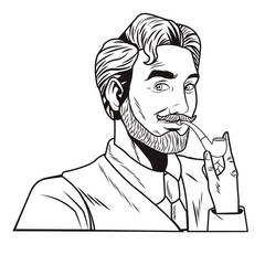 pop art man face in black and white