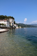 arona sul lago maggiore in italia, arona village on maggiore lake in italy 