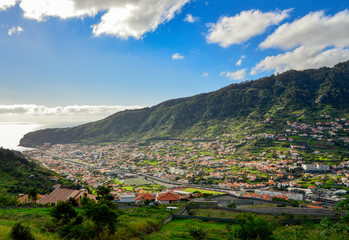 Obraz premium Nice view of a typical and touristic city of Funchal in Madeira island, Portugal.