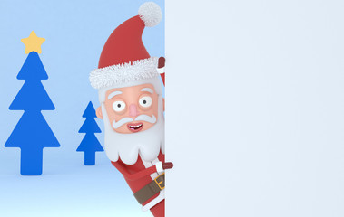 Santa Claus holding  a big white placards in a forest. 
Isolated. Easy automatic vectorization. Easy background remove. Easy color change. Easy combine. 
