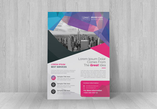 Business Flyer Layout with Pink and Purple Accents