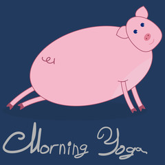 Morning yoga with a pig color