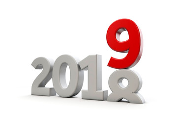 New Year 2019. Changing year date. 3D Rendering