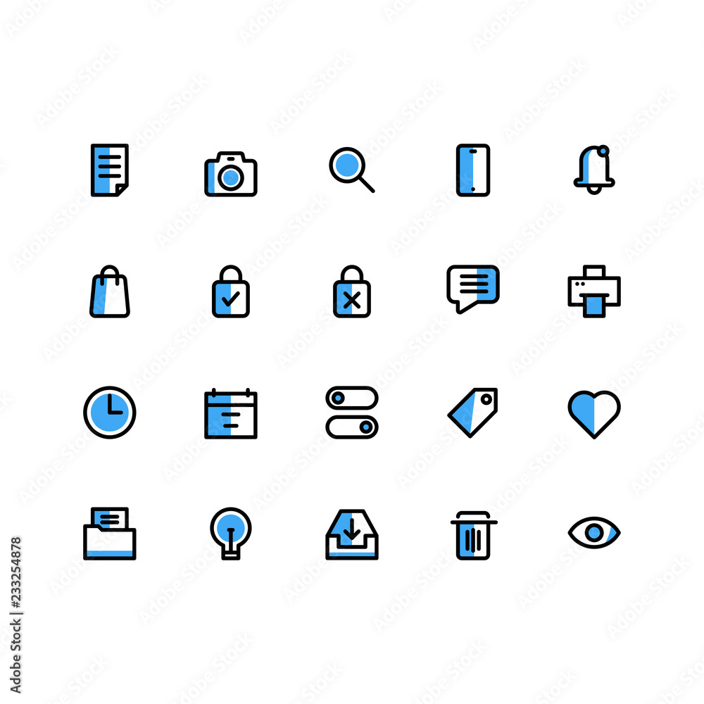 Poster user interface icon sets filled line vector