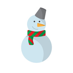 Christmas snowman flat on white background icon