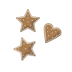 Christmas ginger bread flat on white background icon