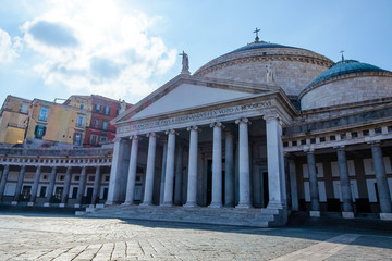 Naklejka premium church San Francesco di Paola, Plebiscito Square, Naples, southern Italy