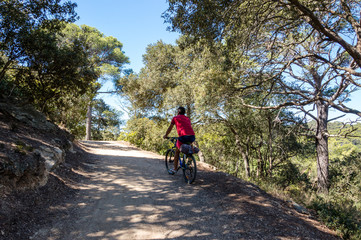 Bicycle trip in a wood on the island of Porquerolles