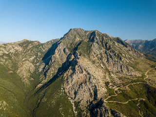 Obraz premium View of Albanian alps and windy road (Borsh, Albania)