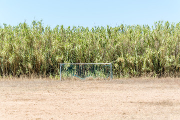 Fototapeta premium Door and soccer field on the island of Porquerolles