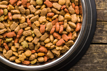 Dry pet food. Dry kibble food.