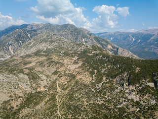Fototapeta na wymiar Drone photograph of Albanian mountains in Albania (Albanian Riviera)