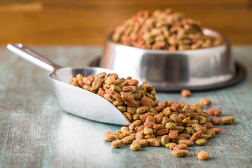 Dry pet food. Dry kibble food.