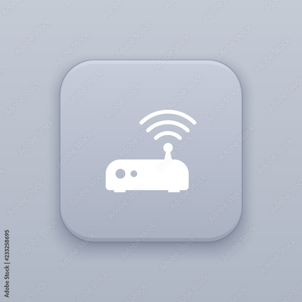 Poster internet, router gray vector button with white icon