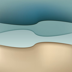 Abstract turquoise and golden background in material design style 