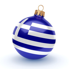 3D rendering Christmas ball with the flag of Greece