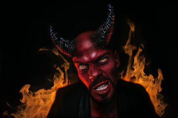 portrait of bad demon - obrazy, fototapety, plakaty
