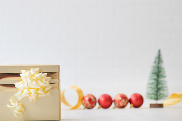 christmas gift box with ornaments background