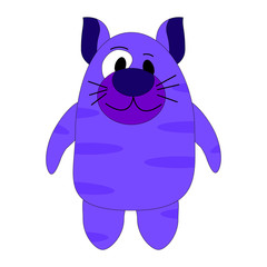 smug mustache striped blue cat on white background with smile