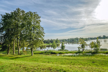 Fototapeta na wymiar Beautiful lake Kirkilu in Lithuania near the Birzai castle