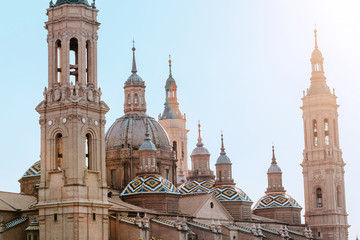 Main Landmark in Zaragoza - Cathedral Basilica of Pillar in Aragon region of Spain