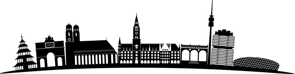 M&uuml;nchen skyline detailliert gebogen // Vektor