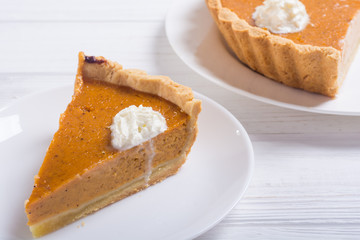 Homemade american traditional pumpkin pie