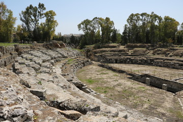 Fototapeta na wymiar Roman amphitheater of Syracuse, Sicily Italy