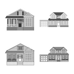 Vector design of building and front icon. Set of building and roof stock symbol for web.