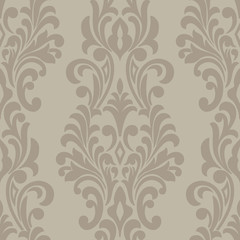 Fototapeta premium Vector damask seamless pattern element. Classical luxury old fashioned damask ornament, royal victorian seamless texture for wallpapers, textile, wrapping. Exquisite floral baroque template.