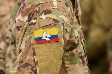 Revolutionary Armed Forces of Colombia flag on soldiers arm. Revolutionary Armed Forces of...
