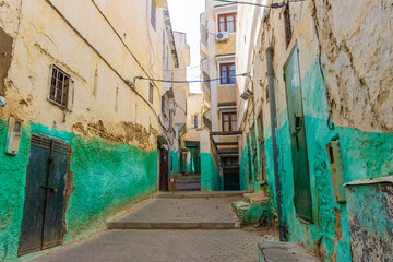 Streets of the sacred town of Moulay Idriss, Morocco