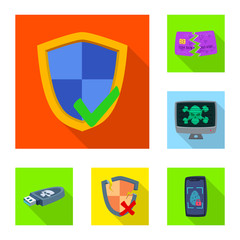 Vector design of virus and secure icon. Collection of virus and cyber vector icon for stock.