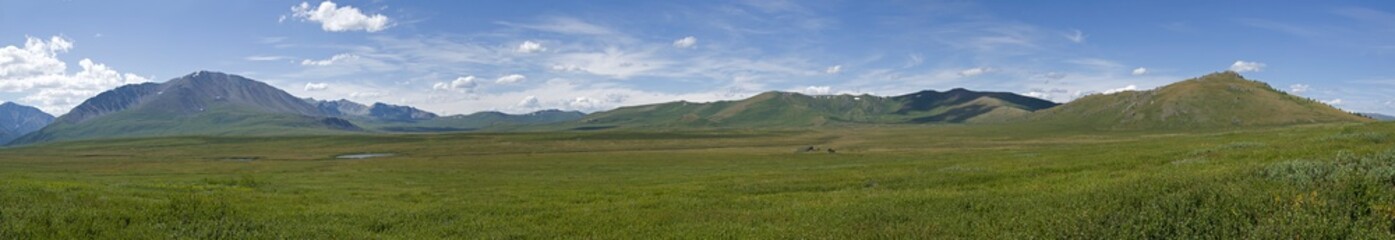 Fototapeta premium Panorama of the Oroi Pass. Altai, Russia.