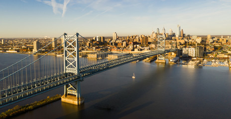 Ben Franklin Bridge Delaware River Camden NJ Philadelphia Pennsylvania