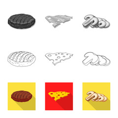 Vector design of burger and sandwich symbol. Collection of burger and slice vector icon for stock.