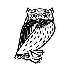 Owl illustration in tribal style. Ethnic patterned illustration for antistress coloring book, tattoo, poster, print, t-shirt.