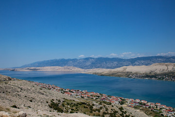 Fototapeta na wymiar Aerial view of town Pag, Pag island, Croatia