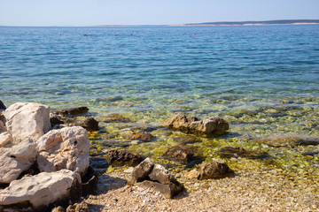 stones on Simuni beach, Pag island, Croatia